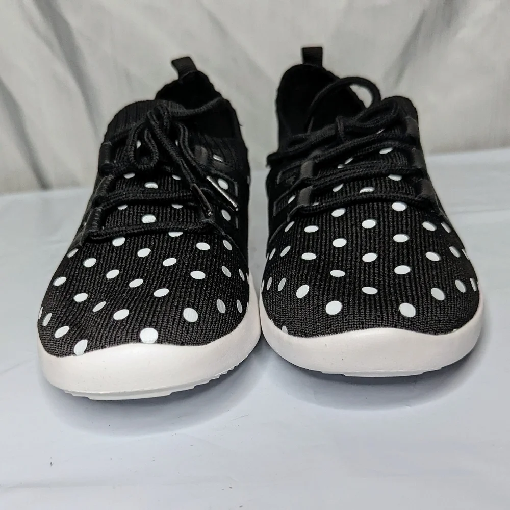 Isaac Mizrahi Shoes Isaac Mizrahi Reece Polka-Dot Lace-Up Knit Sneakers NO OFFER